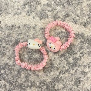 super cute hello kitty and my melody hair scrunchies